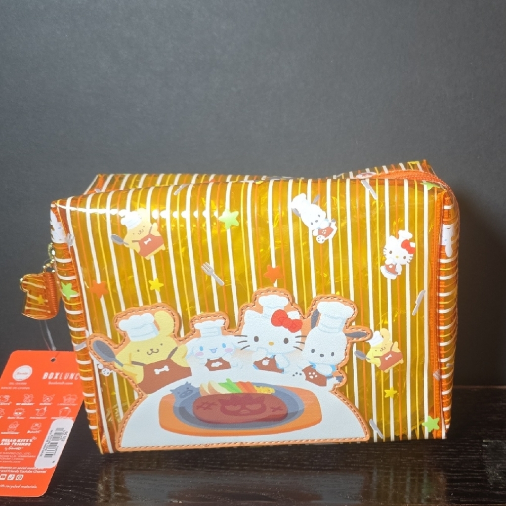 Sanrio Orange and White Striped Cosmetic Bag